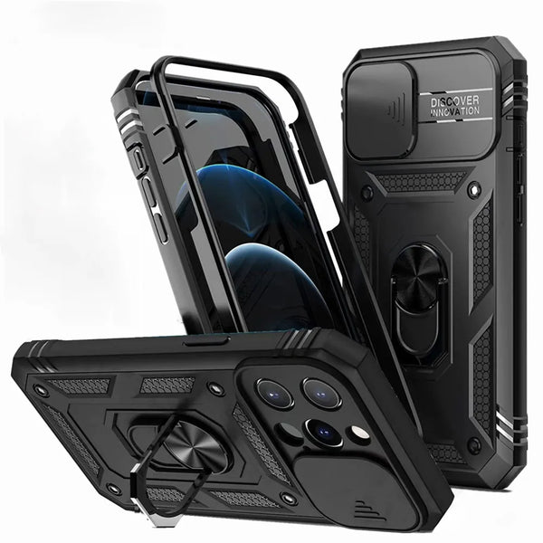 Case For iPhone 14 13  Pro Max 15 Plus Case Heavy Duty with Camera 360 Degree Rotate Kickstand Sturdy Shockproof Cover