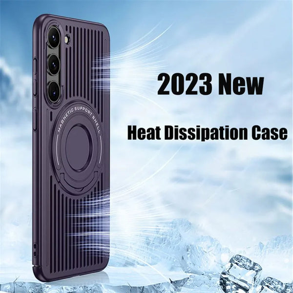 Heat Dissipation Cooling Magnetic Case For Samsung Galaxy Phone S23 Ultra S23 Plus Grid Breathable Shockproof Slim Cover